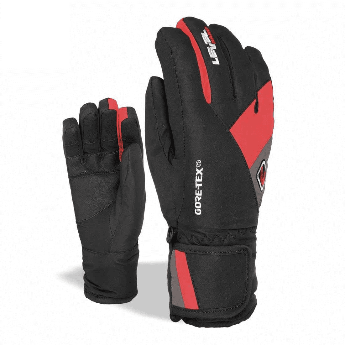 LEVEL Muške rukavice za skijanje FORCE Jr GORETEX RED VZOR35, Crno-crvene