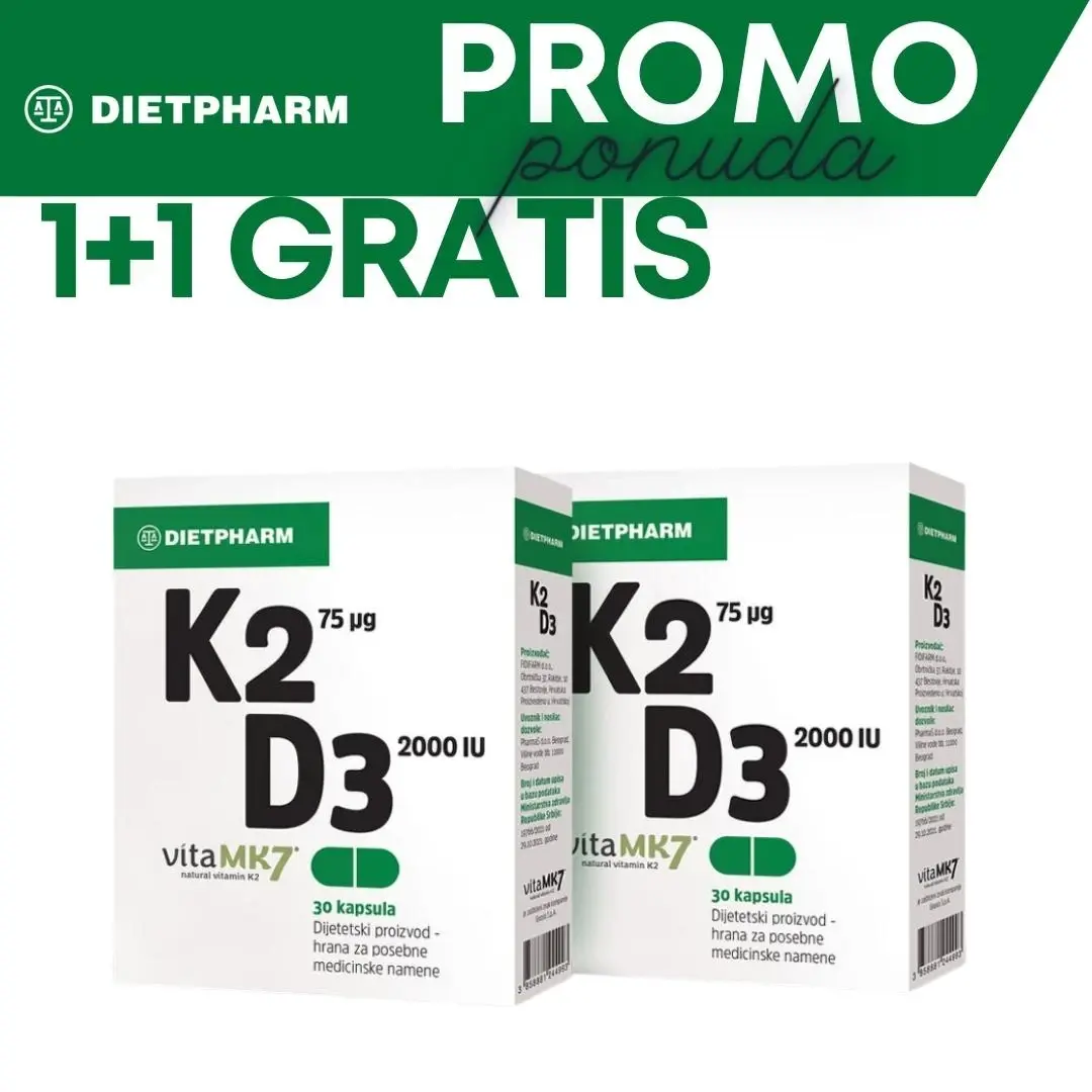 DIETPHARM Kapsule K2D3 VitaMK7, 1+1 Gratis