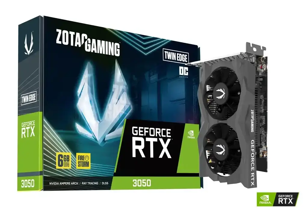 ZOTAC Grafička karta gaming Geforce RTX 3050, 6 GB, Twin edge OC GDDR6, 96 bit, 3xDP HDMI, Tamnosiva