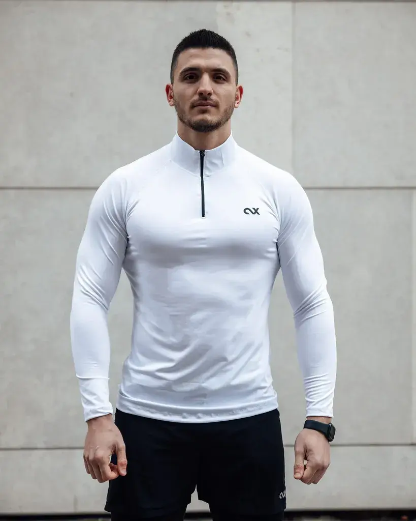 Avenox Muška majica Revolution, Zip kragna, Bela