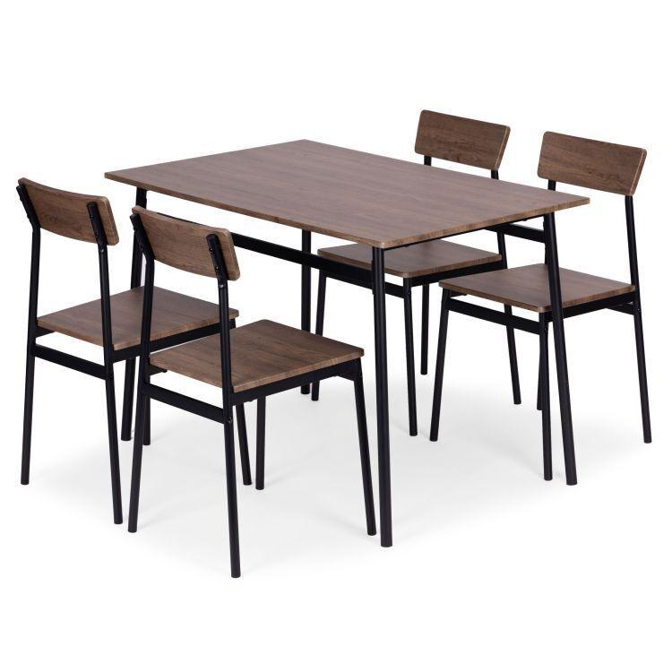 ModernHome Trpezarijski set Sto i stolice Malmo, Braon-crni