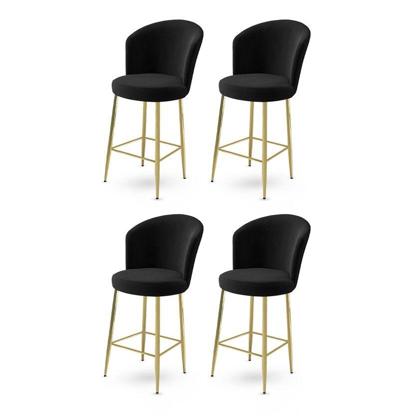 Hanah Home Set barskih stolica Alte, 4 komada, Crno-zlatni