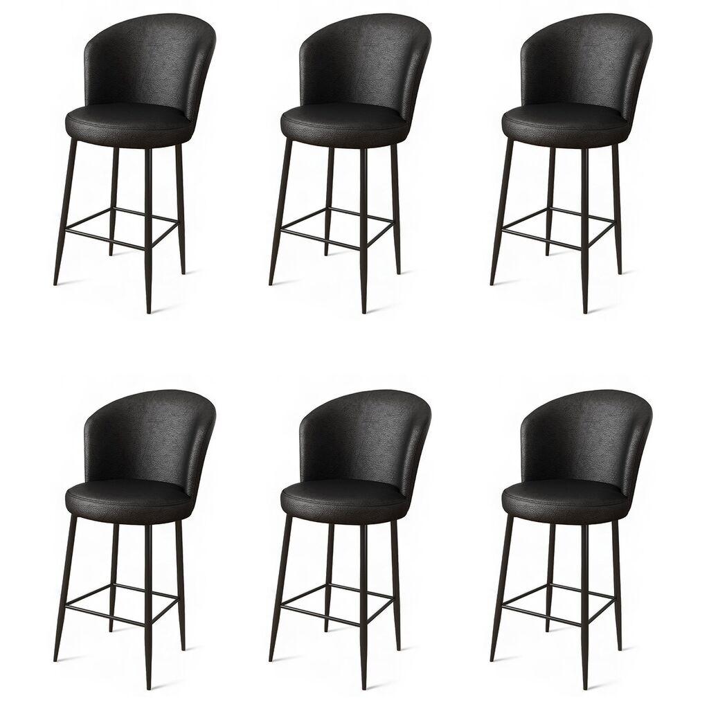 Hanah Home Set barskih stolica Uras, 6 komada, Crni