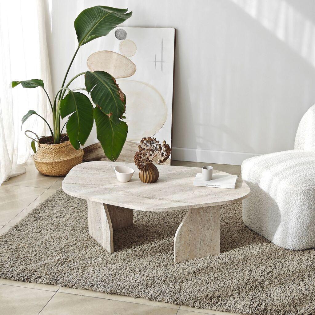 Hanah Home Klub sto Rock, 105x35x65 cm, Krem