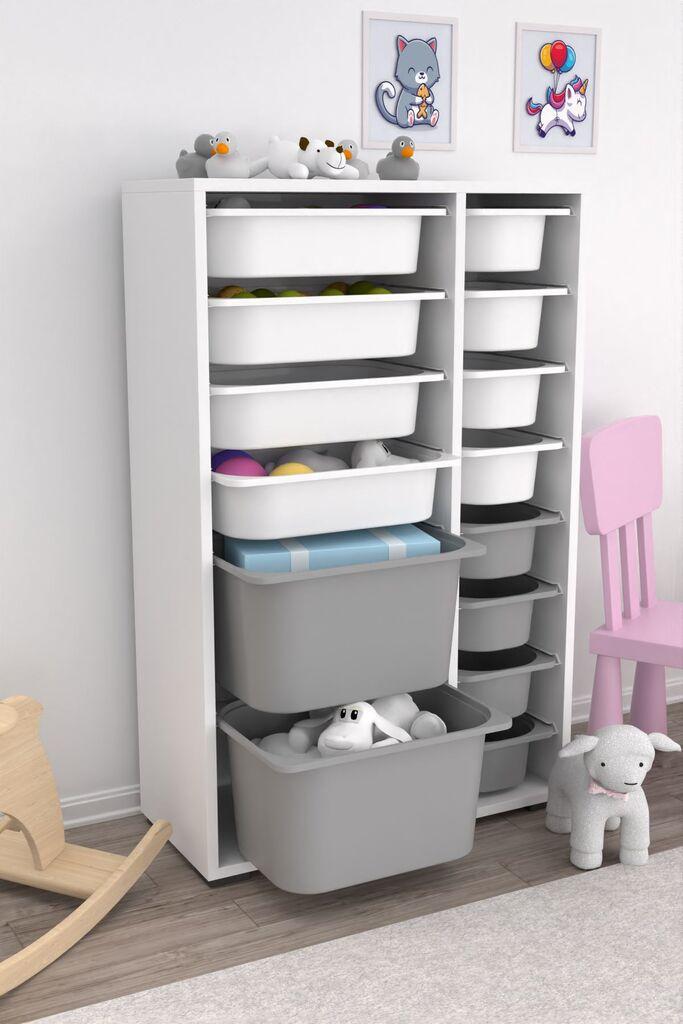 Hanah Home Višenamenska komoda Rine 2D4K8U, 69.5 x109 x30 cm, Sivo-bela