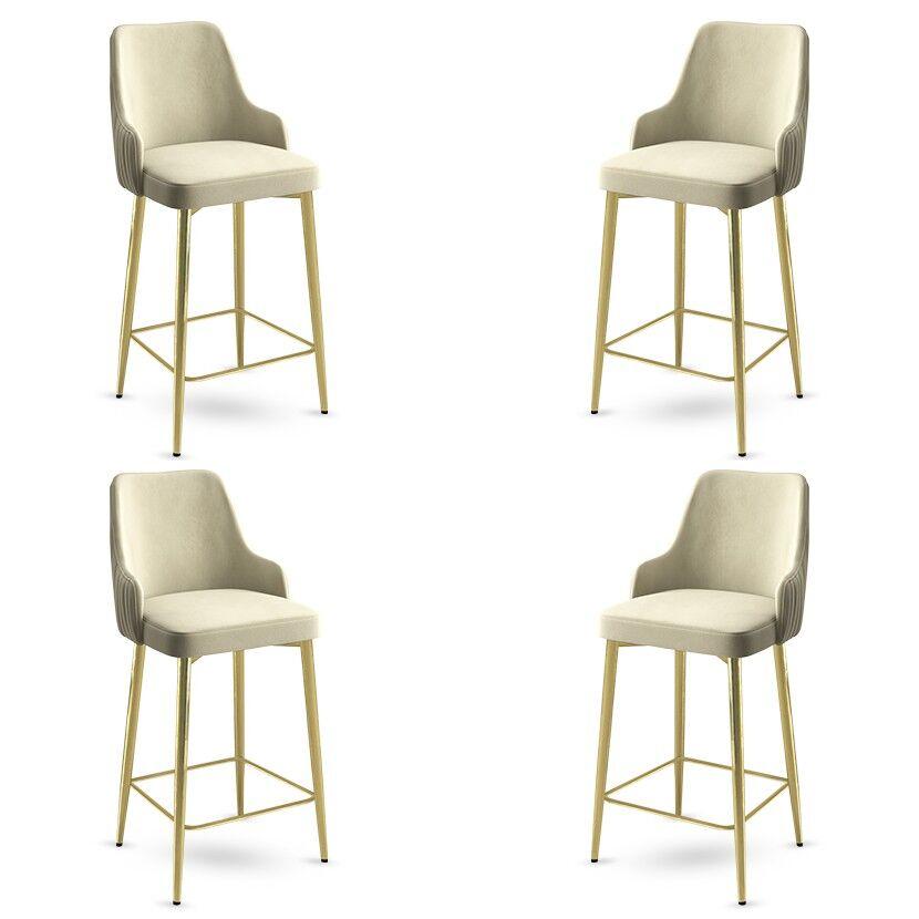 Hanah Home Set barskih stolica Enox, 4 komada, Krem-zlatni