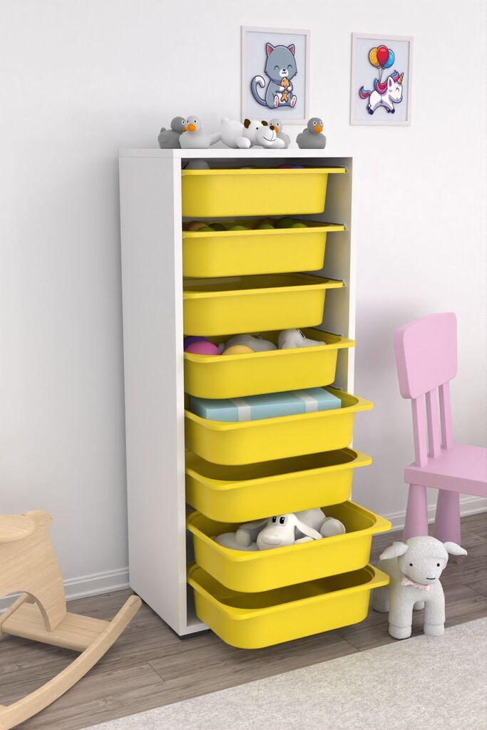 Hanah Home Višenamenska komoda Cara 8N, 45.5 x30 x109 cm, Belo-žuta