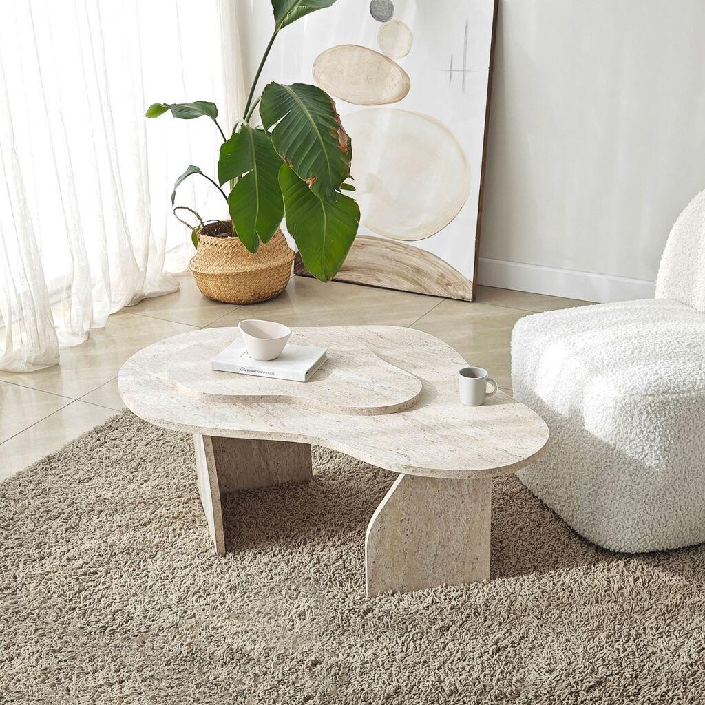 Hanah Home Klub sto Melted, 105x35x65 cm, Krem