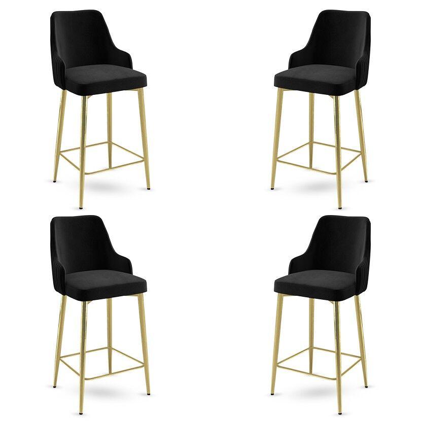Hanah Home Set barskih stolica Enox, 4 komada, Crno-zlatni