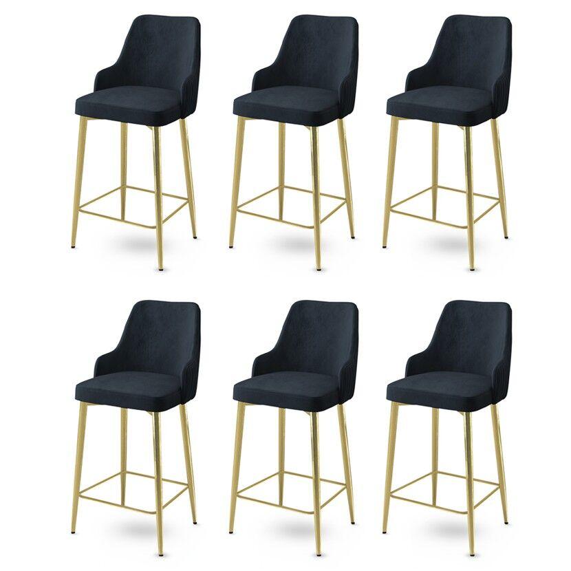 Hanah Home Set barskih stolica Enox, 6 komada, Antracit-zlatni