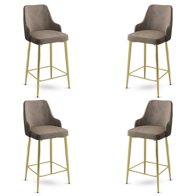 Hanah Home Set barskih stolica Enox, 4 komada, Bež-zlatni