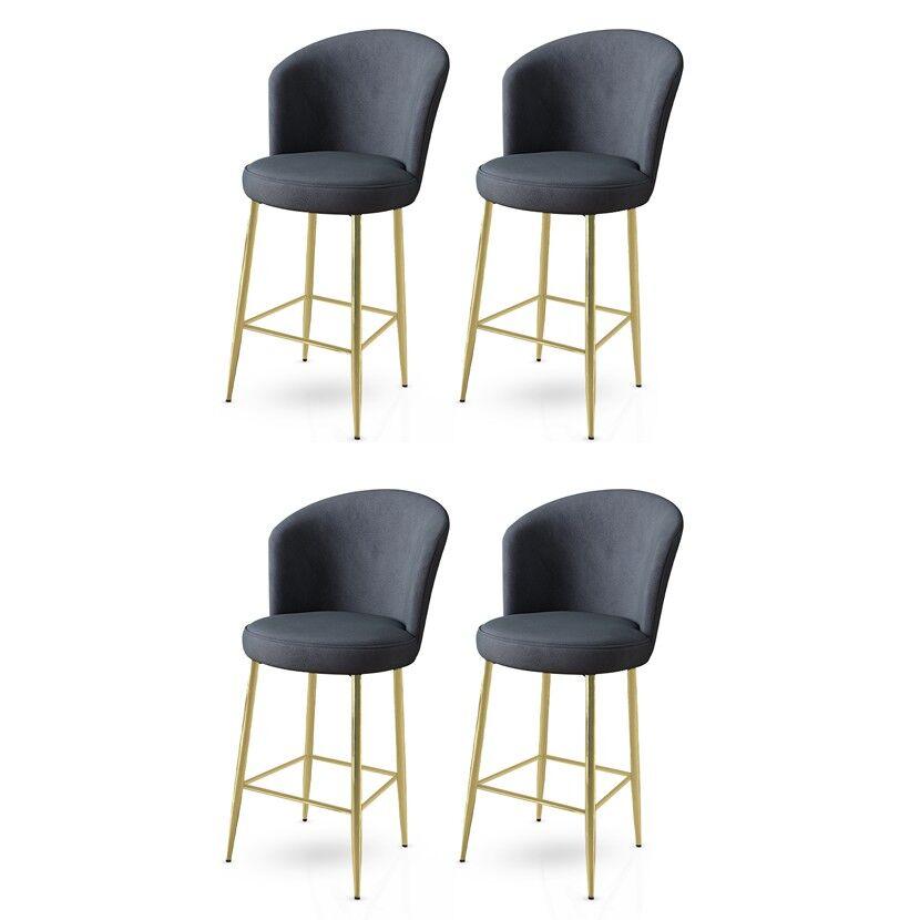 Hanah Home Set barskih stolica Fora, 4 komada, Antracit-zlatni