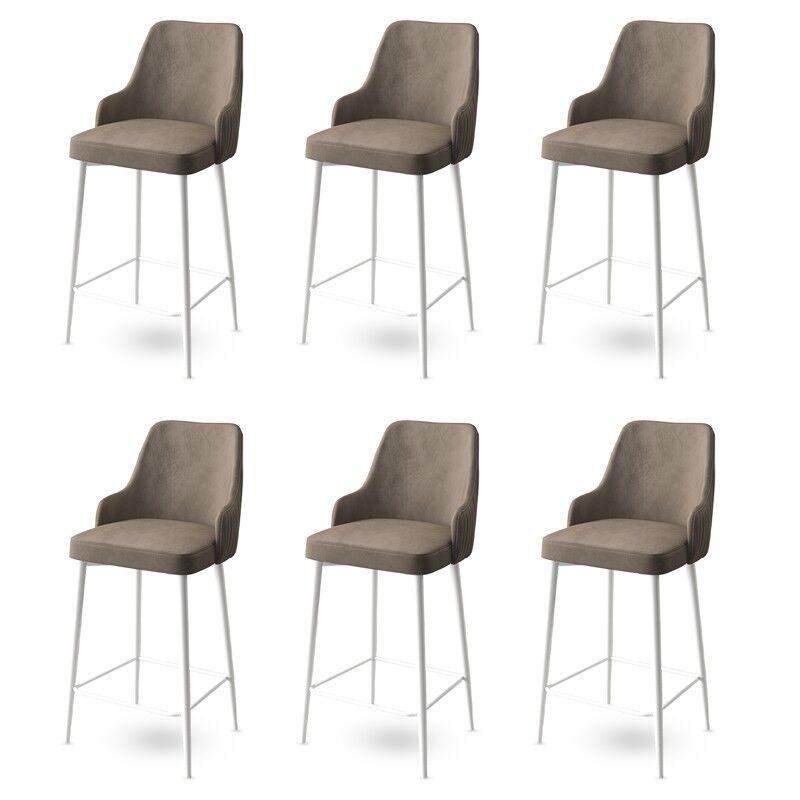 Hanah Home Set barskih stolica Enox, 6 komada, Bež-beli