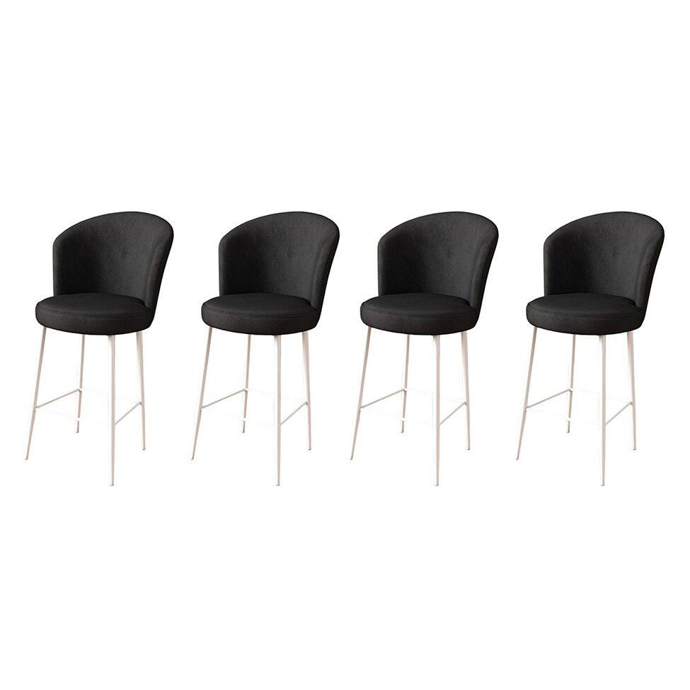 Hanah Home Set barskih stolica Fora, 4 komada, Crno-beli