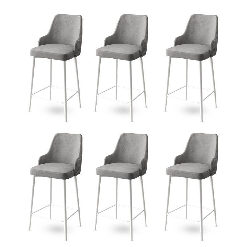 Hanah Home Set barskih stolica Enox, 6 komada, Sivo-beli