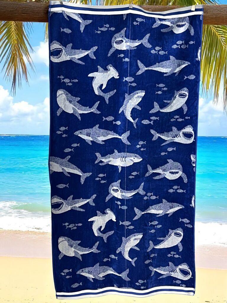 Viktorija Plažni peškir Shark, 90x170cm, Plavi