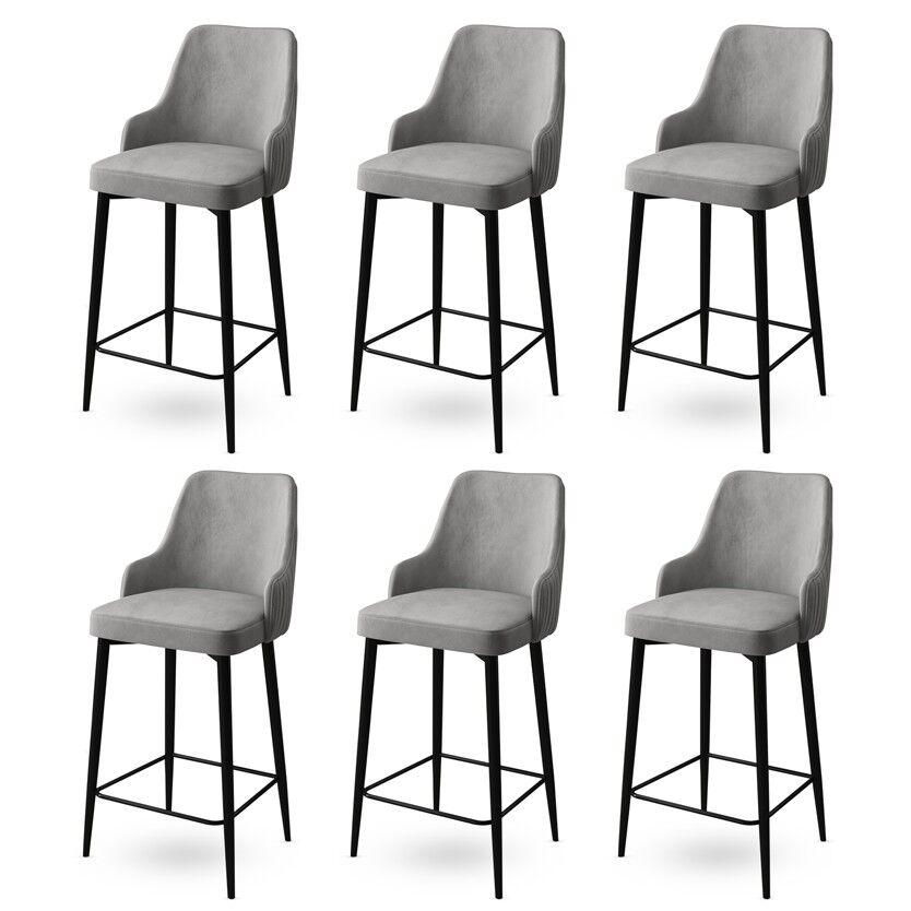 Hanah Home Set barskih stolica Enox, 6 komada, Sivo-crni
