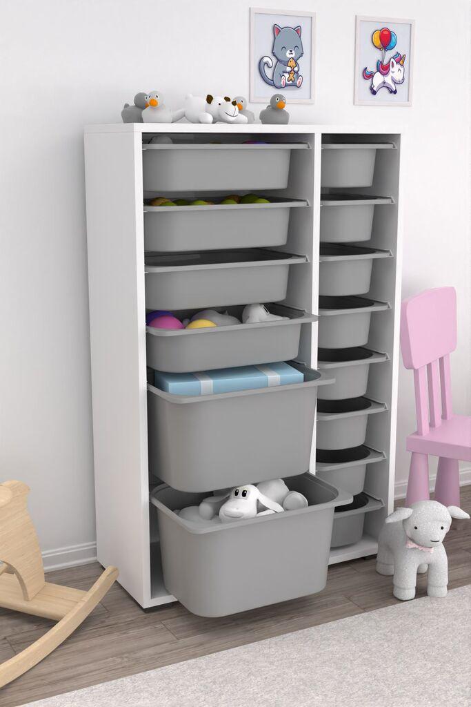 Hanah Home Višenamenska komoda Rine 2D4K8U v2, 69.5 x109 x30 cm, Sivo-bela