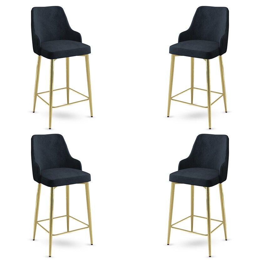 Hanah Home Set barskih stolica Enox, 4 komada, Antracit-zlatni