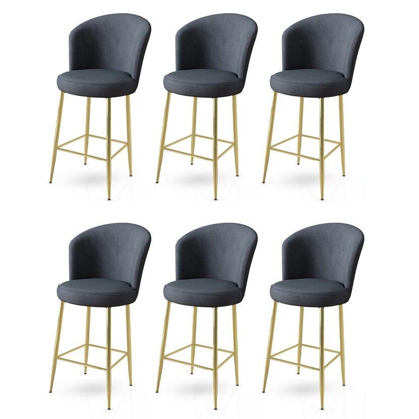 Hanah Home Set barskih stolica Fora, 6 komada, Antracit-zlatni