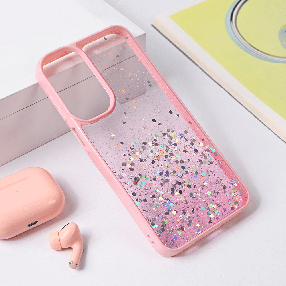 Maska za Samsung A16 Frame Glitter, Roze