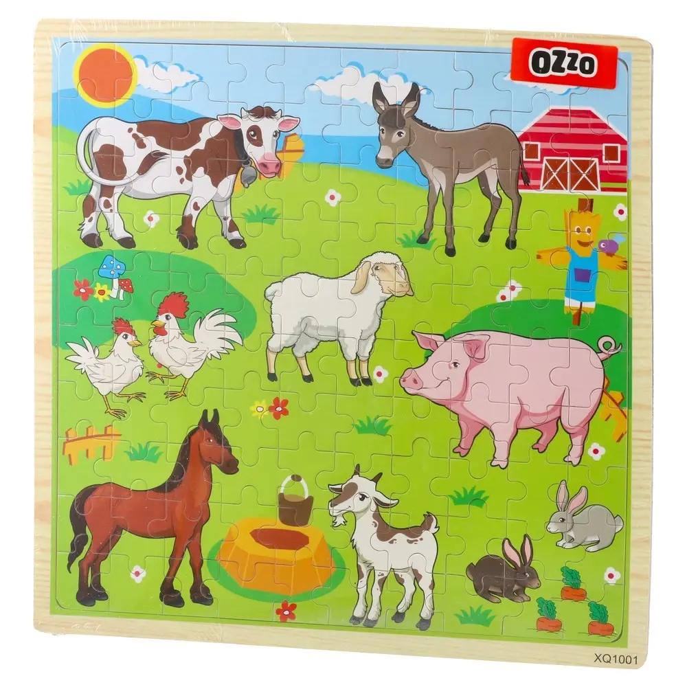 Ozzo Igračka za decu drvene puzle, Farma, 100 delova