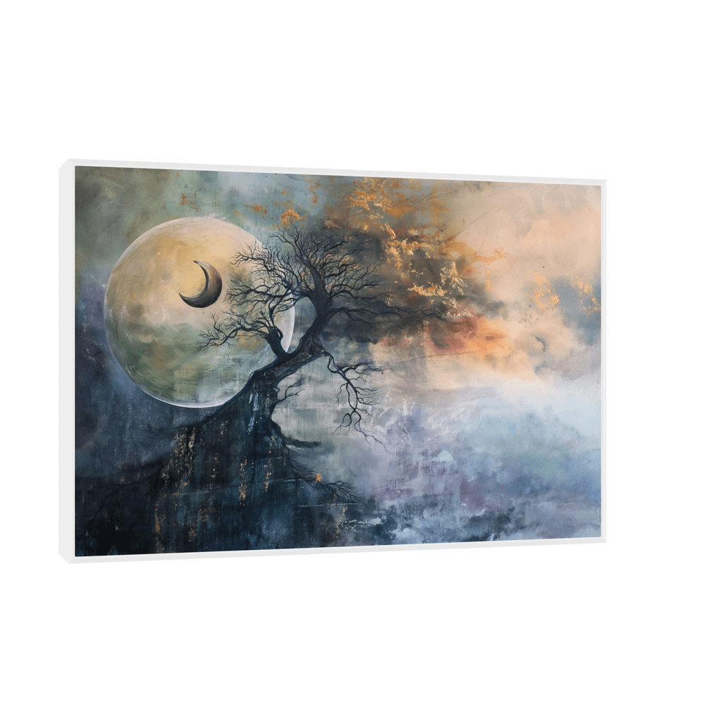 Canvas Slika na platnu Mesec u mesecu, 45x30cm, Sa ramom, Beli