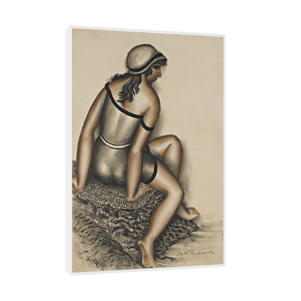 Canvas Slika na platnu Bathing Girl, Antonin Procházka 30x45cm, Sa ramom, Beli