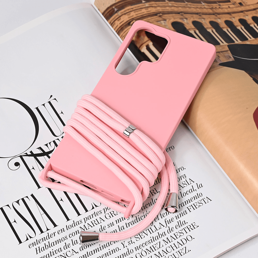 Maska za Samsung S25 Ultra Crossbody, Roze
