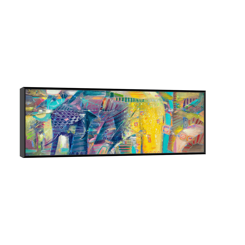 Canvas Slika na platnu Šareni slon, 120x40cm, Sa ramom, Crni