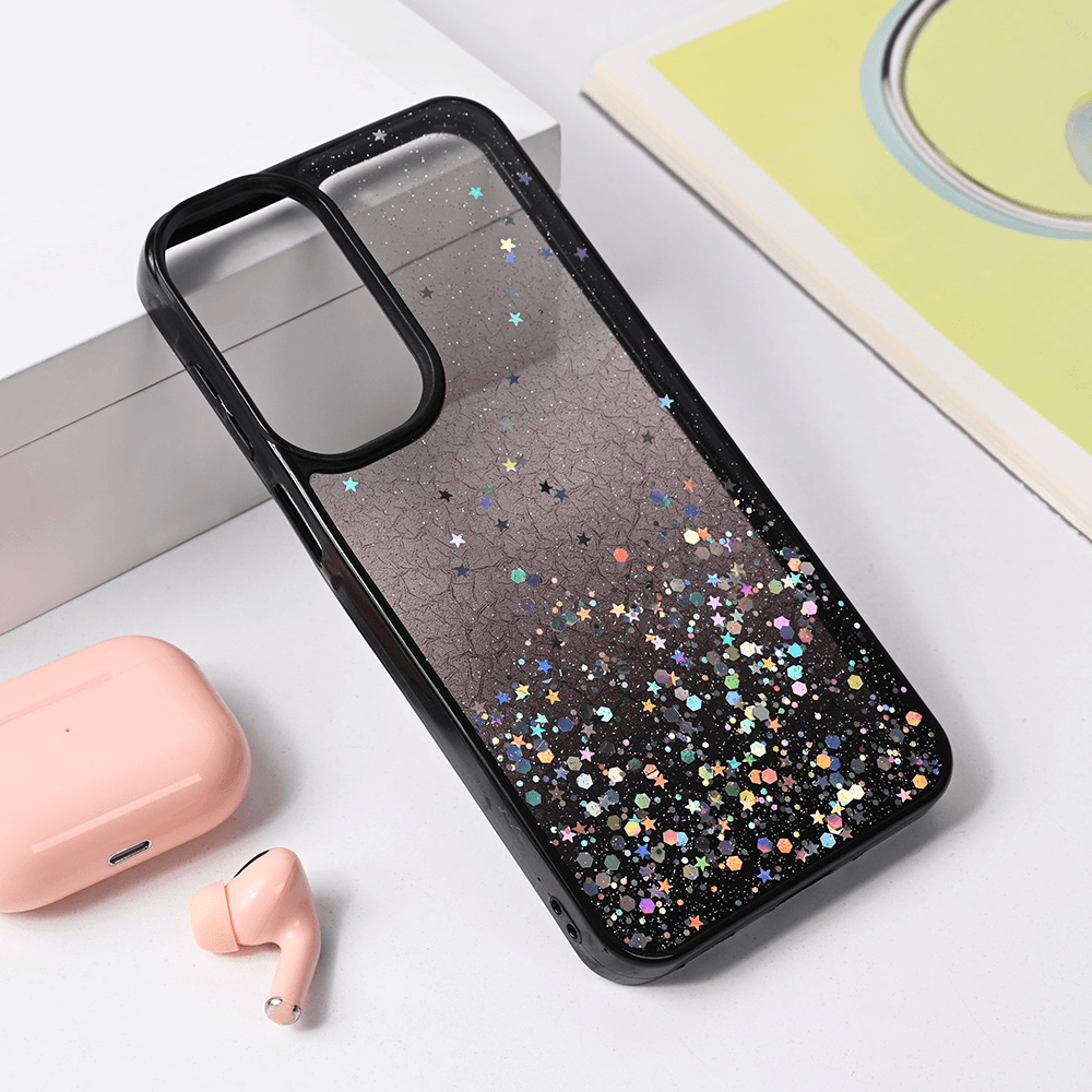 Maska za Samsung A16 Frame Glitter, Crna