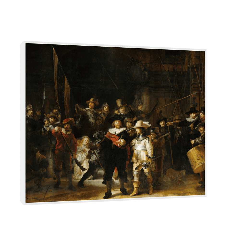 Canvas Slika na platnu Night Watch, Rembrandt van Rijn, 125x100cm, Sa ramom, Beli