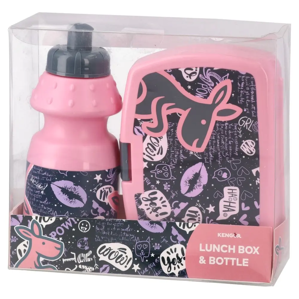 Kengur Set kutija za užinu i flašica Apollo, Roze
