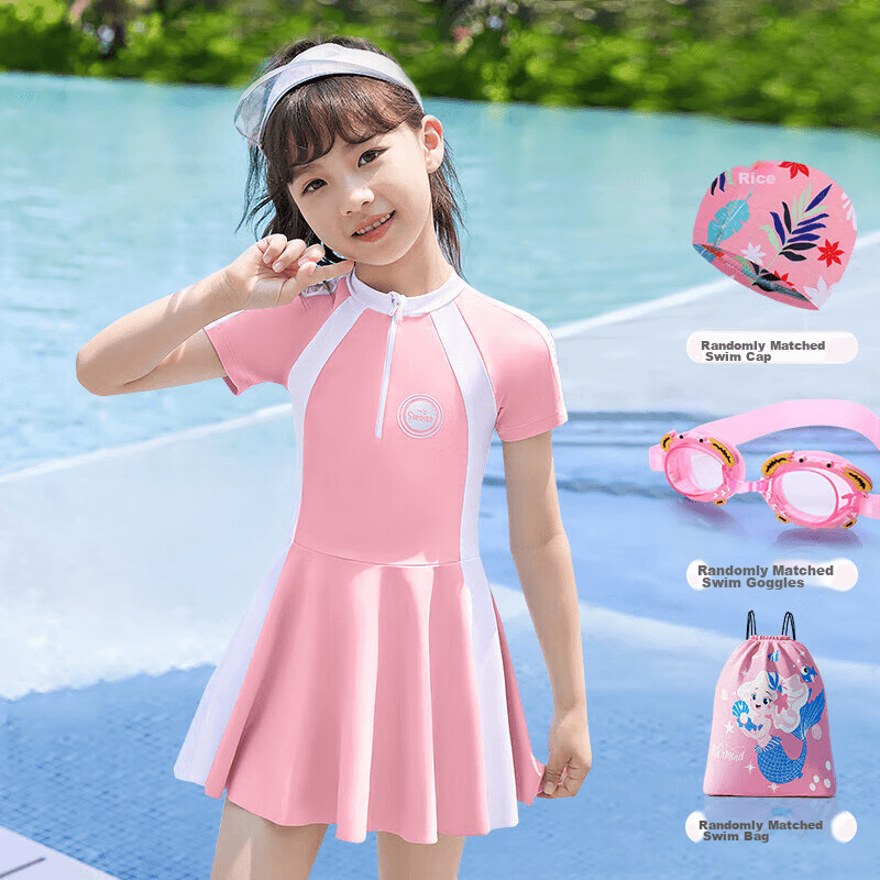 Youyou Set Kupaći kostim za devojčice, 4 dela, Roze