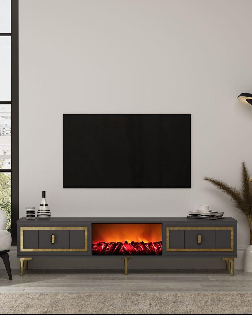 Hanah Home TV Komoda Orion Fireplace, Antracit