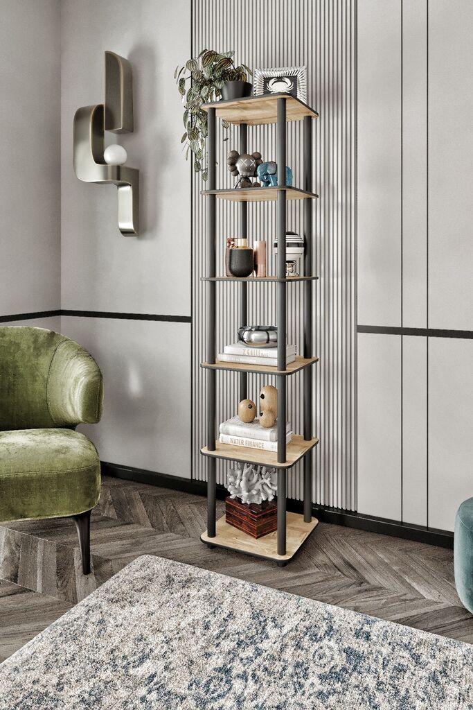 Hanah Home Polica za knjige Bookcase 6 Tiers Square, Hrast