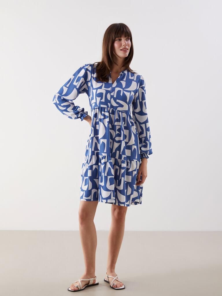 LC Waikiki Ženska haljina W54375Z8-LS3, Plavo-bela