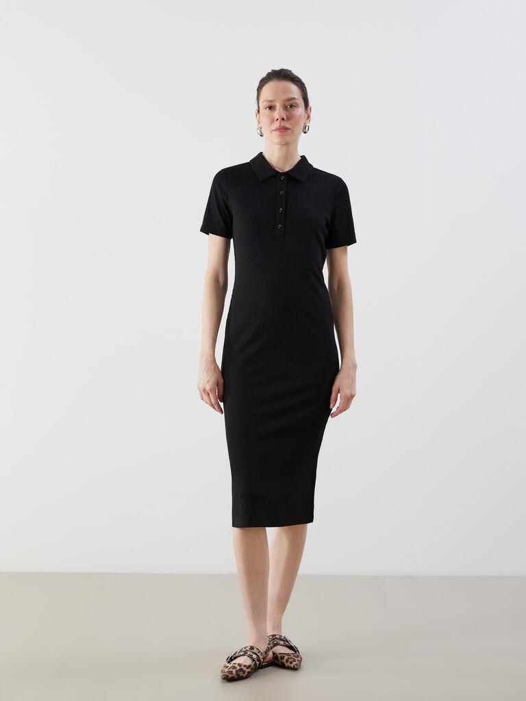 LC Waikiki Ženska midi haljina W50246Z8-CVL, Crna