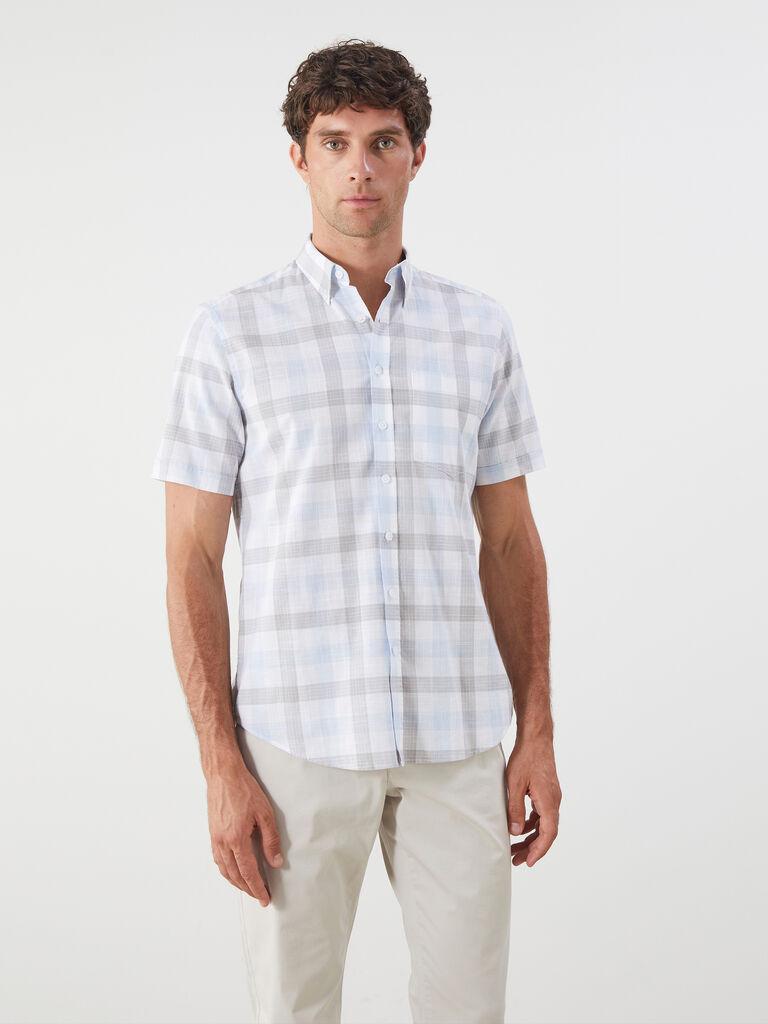 LC Waikiki Muška košulja kratkih rukava W54363Z8-LLC, Plava