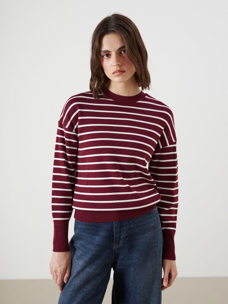 LC Waikiki Ženski džemper W56069Z8-LET, Okrugli izrez, Bordo