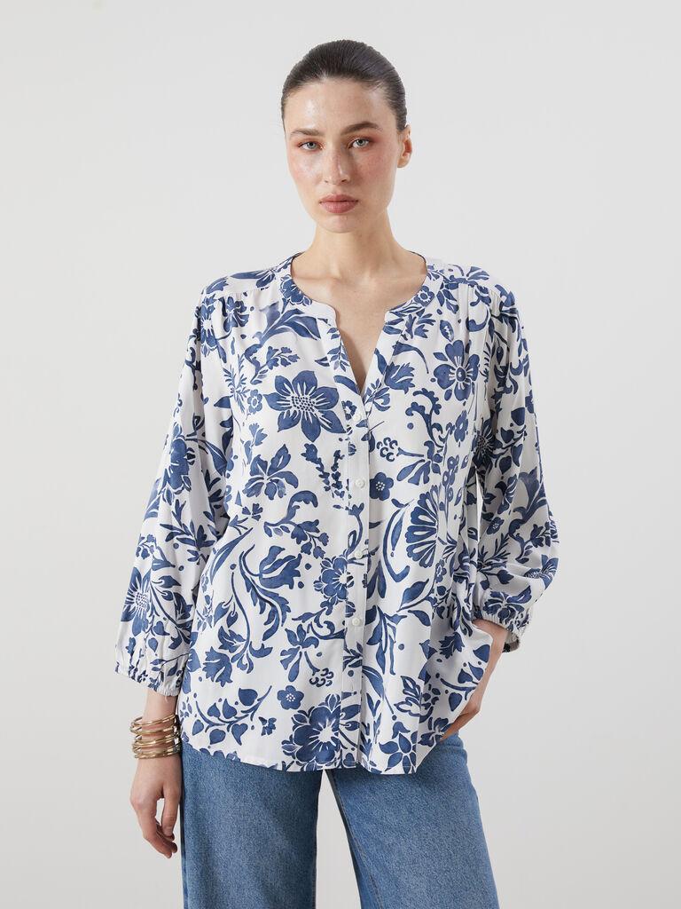 LC Waikiki Ženska bluza W54130Z8-LSJ, Teget-bela