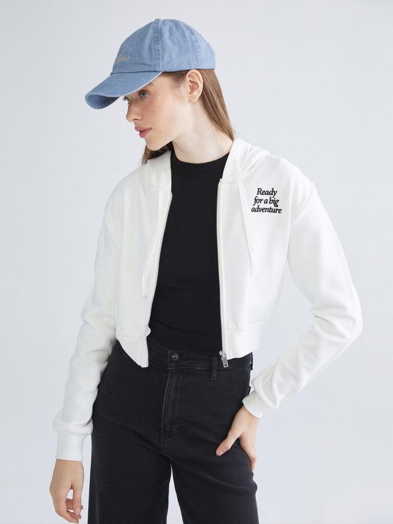 LC Waikiki Ženski duks sa rajsferšlusom W58299Z8-R9J, Beli