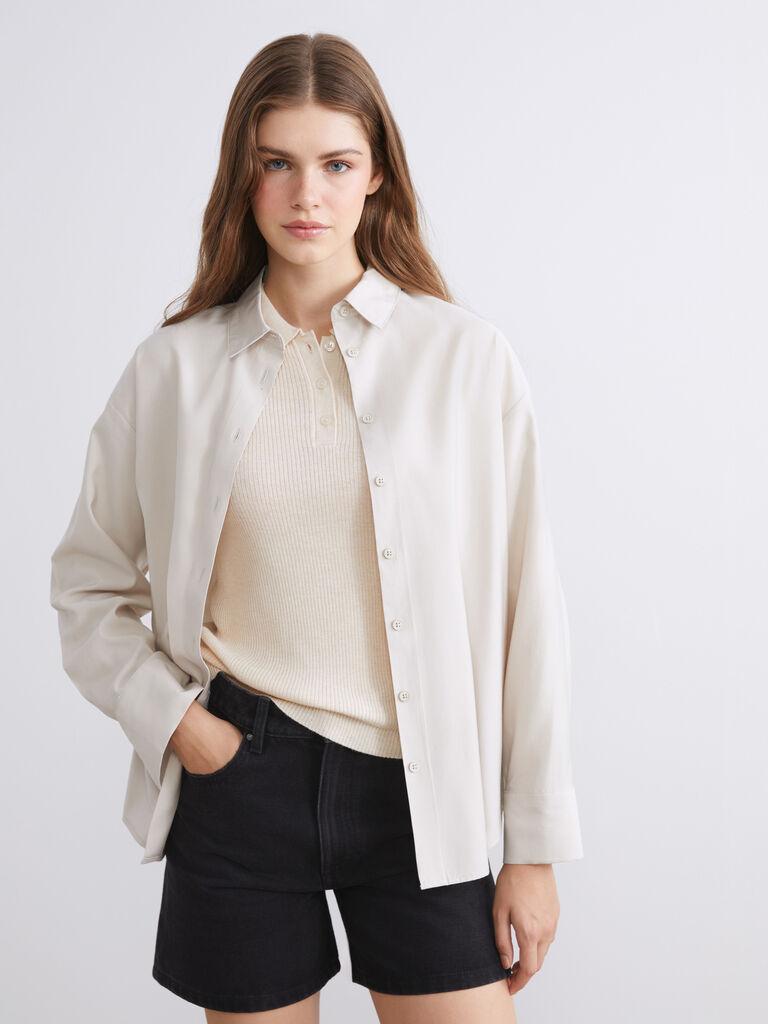 LC Waikiki Ženska košulja W54672Z8-CR8, Oversize, Bež