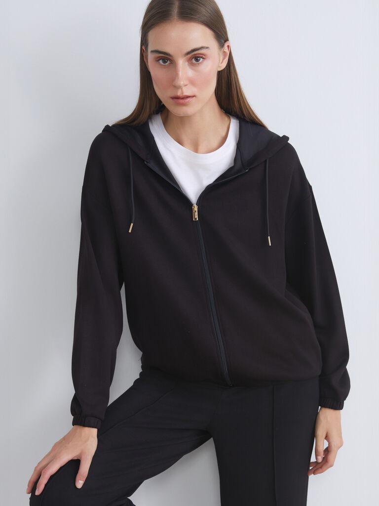 LC Waikiki Ženski duks sa rajsferšlusom W57958Z8-CVL, Crni