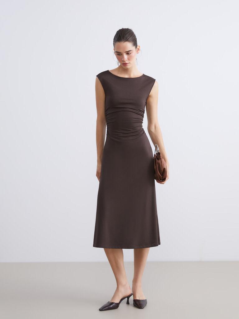 LC Waikiki Ženska haljina W59597Z8-HDS, Maxi, Braon