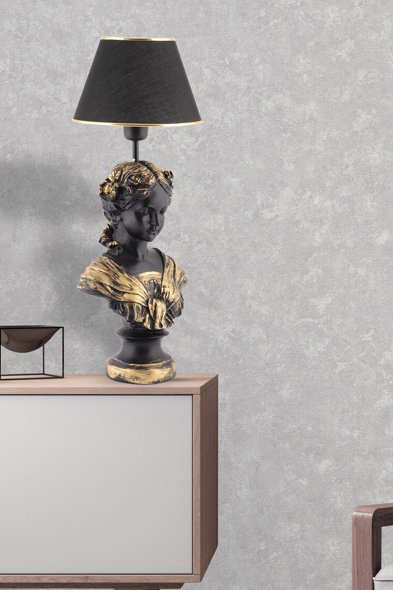 Opviq Stona lampa E27 Socket, Crno-Zlatna