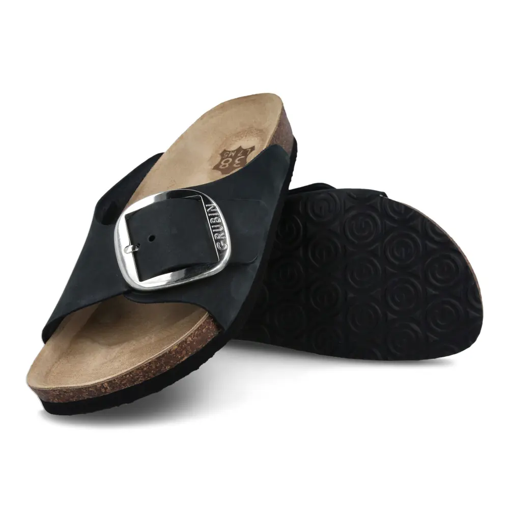 GRUBIN Ženske papuče sa šnalom Sicilija Classic 613610, Crne