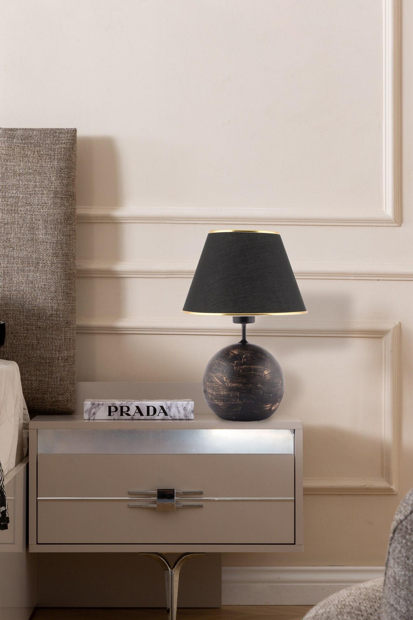 Opviq Stona lampa E27 Socket, Crno-Zlatna