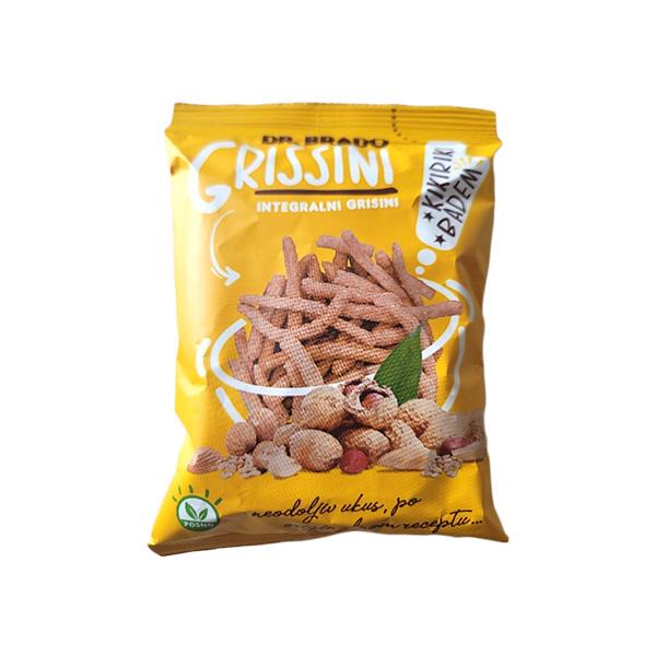 DR. BRADO Integralni grisini sa kikirikijem, bademom i susamom, 70g