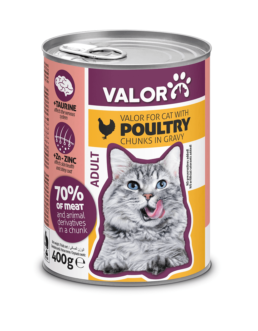 VALOR Hrana za mačke, Piletina i ćuretina, 400g